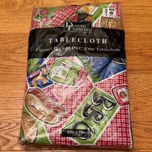 Dining Fashions Flannel-backed Tablecloth BBQ theme 52x70 Inches oblong NEW